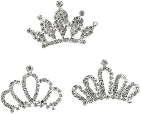 MUSISALY Lot de 3 Diadèmes pour Garçon et Filles en Strass, Peignes à Cheveux Petite Taille, Accessoires Coiffure pour Fêtes, Anniversaires et Déguisements, pour Filles et Bébés,
