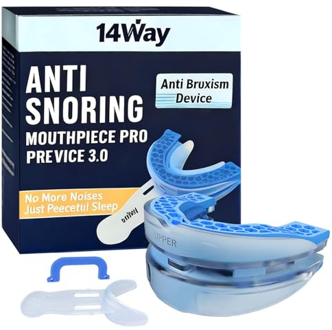 Gouttiere Anti Ronflement avec 3 Positions Réglables, Réutilisable Gouttière Anti-Ronflement pour Lutter Efficacement Contre Ronflement & Grincement Dents, Améliore Sommeil, Pour Hommes Femmes (Bleu)