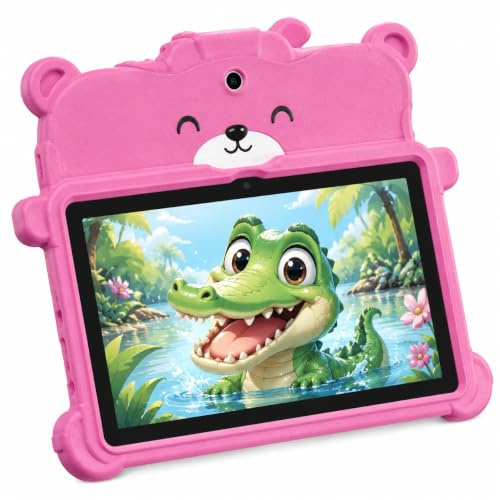 Svikou 7Inch Kid's Tablet Android 11 Tablet for Kids Ages 3-12, 4GB RAM+64GB ROM Children Wifi Tablets Parental Control Boys Pre-Installed APP Dual Camera Toddler Tablets with Proof Case (Pink)