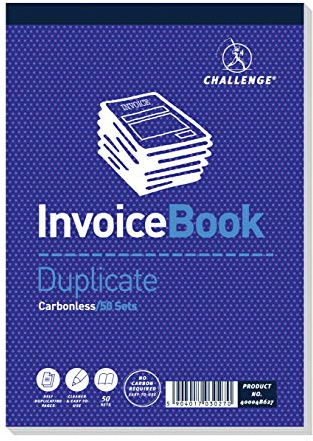 Challenge 195 x 137 mm Duplicate Invoice Book, Carbonless, 50 Pages, Set of 1