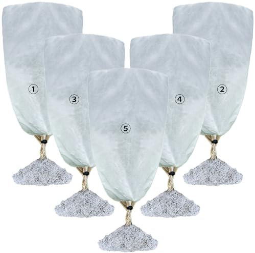 5 Packs 120x80CM Frost Protection for Plants,Reusable Plant Covers Winter Freeze Protection with Drawstring,Tree Jacket Blanket for Cold Frost Freeze Bird Insect Prevention