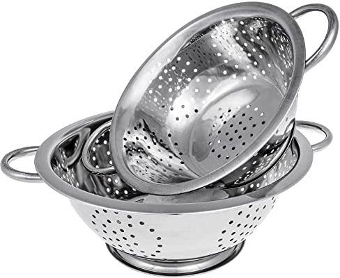 SIDCO Salatsieb Edelstahl 2 x Küchensieb Abtropfsieb Nudelsieb Salatseiher Standseiher Ø 24 + 28 cm