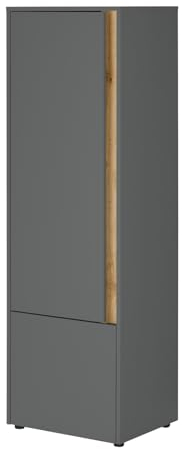 Aktenschrank Büroschrank in grau matt und Wotan Eiche Highboard für Homeoffice und Büro Kommode Büromöbel Ordnerschrank 50 x 158 cm Center (Aktenschrank 4)