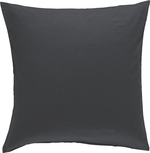 Erwin Müller Kuschelkissenbezug, Kissenhülle Uni Nördlingen anthrazit Größe 40x40 cm - flauschig angeraute Oberfläche für kalte Nächte, temperaturregulierend, mit Reißverschluss