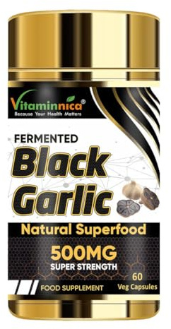 Vitaminnica Natural Black Garlic Capsules Superfood Immunity Booster - Heart & Weight Management - Detox Antioxidant Supplement | 60 Veg Capsules