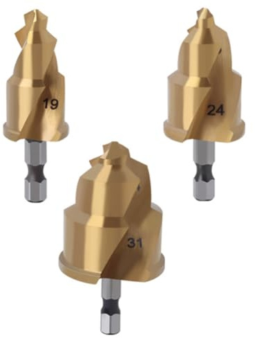 Ziiphon Broca Escalonada de 3 Piezas de 20/25/32 mm con Ranura Giratoria Límite Brocas Cónicas de Elevación PPR para Escariado de Tuberías de Agua