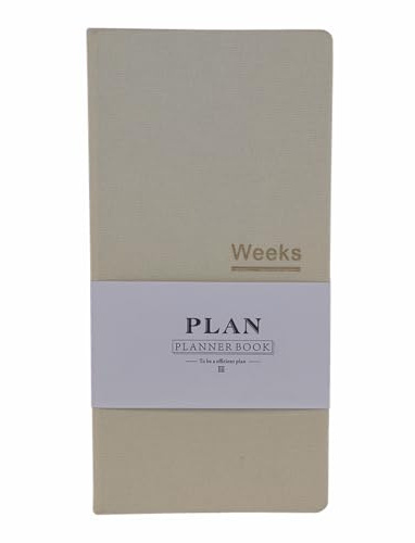 Pocket månatlig veckoplanerare odaterad veckoplanerare 144 sidor anteckningsbok organiseringsagenda (beige)