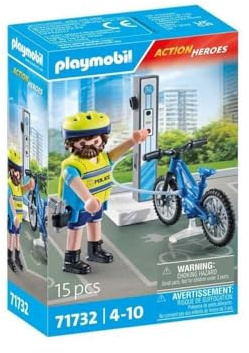 Playmobil Action Heroes 71732 Policier Cycliste avec borne de Recharge