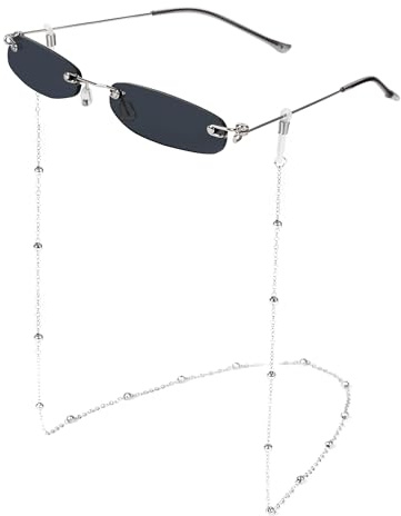 MEGAVOW Gafas de Sol sin Montura Cuadradas, Correa Gafas, Ultra Pequeña, Rectangulares Vintage Gafa de Moda para Mujer Hombre, Moda Accesorio, Modernas