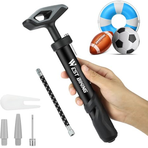 WESTGIRL Ballpumpe Handpumpe mit 2 Ball Nadeln, 2 Düse und 1 Schlauch Aufpumpen Fußball Sportball Volleyball Basketball Handball Wasserball Rugby Balloon Luftpumpe