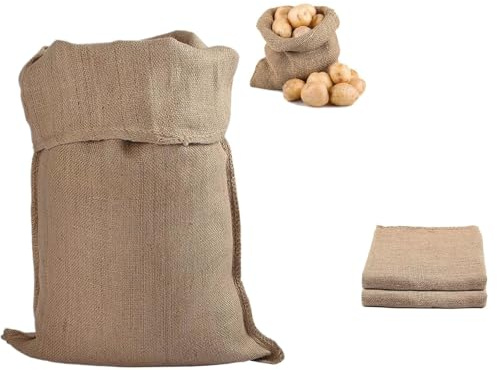 Large Hessian Potato Sack, 2PCS 40x60cm Jute Burlap Storage Bag, Reusable Breathable Sack for Storing Vegetables, Fruit, Sand, Heavy-Duty Open Top Sack