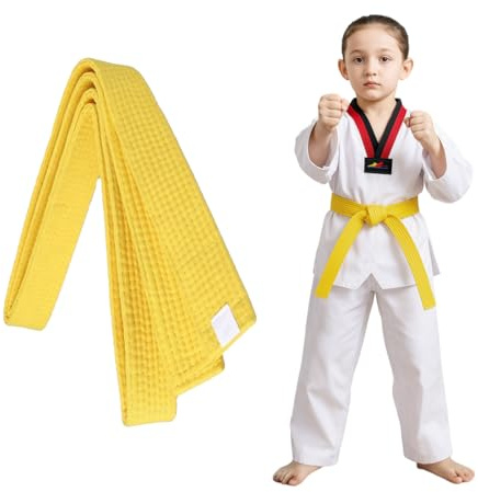 COYUN 1 pcs 180cm Gelb Taekwondo-Gürtel, Judo gürtel Judo Karate Gürtel Belt Kampfkunst Karate Judo Taekwondo Belts Professioneller Karate Aikido Belt für Kinder Erwachsene Kampfsportgürtel