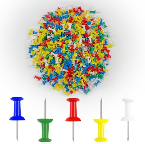 Lot de 50 punaises colorées, 22 mm de long, tête en plastique avec pointe en métal, multicolore