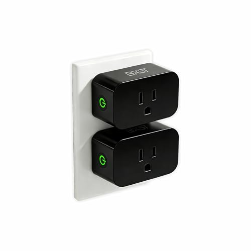 BXST WiFi Smart Plug 15A 1800W, Smart Outlet with Timer & Countdown, Voice Control with Alexa & Google Home, 2.4GHz WiFi Socket for Home Appliances, No Hub Required, CE FCC Listed, 2 Pack, Black