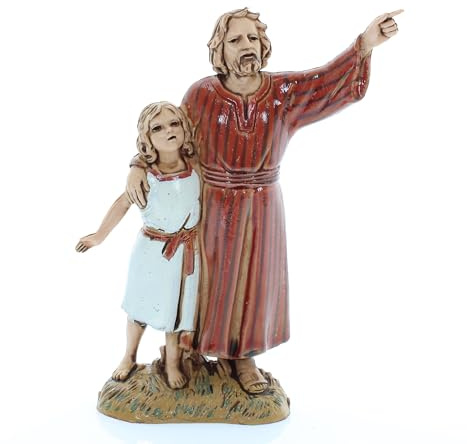 Moranduzzo Uomo con Bimba H Max 9,2 cm per Presepe da Cm 10 – STANDARD 10 – Statuine Indistruttibili, Stile Arabo, Pittura Rifinita a Mano, Prodotto Ufficiale, Made in Italy, Scultore M. Landi
