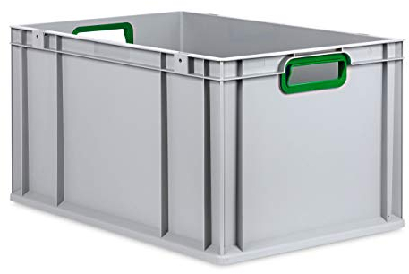 aidB Eurobox NextGen Color grün, 600x400x320 mm, Griffe offen, robuste Plastikbox aus Kunststoff mit ergonomischen Griffen, stapelbare Kunststoffkiste, ideal für die Industrie