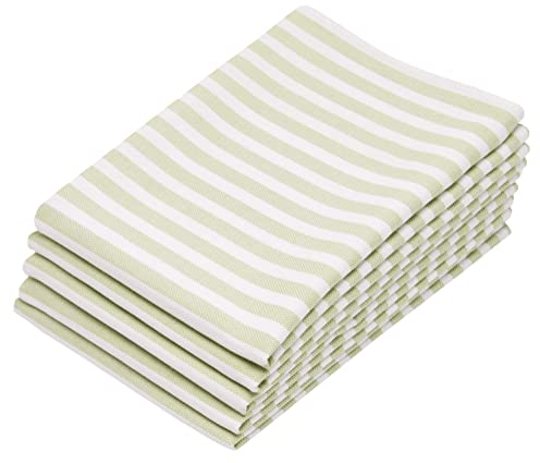 ZOLLNER 5er Set Geschirrtücher Baumwolle in 50x70 cm - saugstarke und langlebige Küchentücher - waschbar bis 60°C – in lindgrün gestreift- Gastronomiequalität - Oeko Tex® Zertifiziert