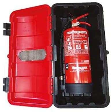 Ferretelix ABC Extincteur à poudre haute efficacité 6 kg avec support de montage + armoire PVC pour extincteur 6 kg ABC pour extérieur G