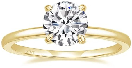EAMTI 1.5CT 925 Sterling Silver 14K Gold Plated Engagement Rings Round Cut Solitaire Cubic Zirconia CZ Wedding Promise Rings for Her Wedding Bands for Women Size 6