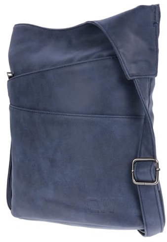 Christian Wippermann große Damen Tasche Schultertasche Umhängetasche Crossover Leder Optik Handtasche Blau