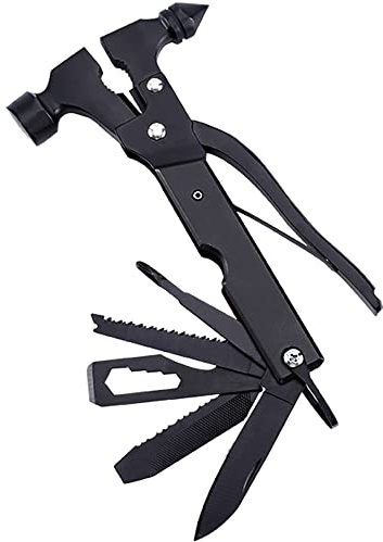 Outil multifonction 18 en 1, en acier inoxydable, avec marteau, pince, tournevis, scie, ouvre-bouteille, outil de poche pour camping, randonnée, urgence en plein air (multi-outils C)
