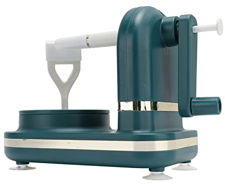 Peladora de Manzanas, Máquina Manual de Pelado de Frutas con Manivela, Pelador Automático de Manzana Multifuncional Doméstico, Peladora de Frutas Redondas con Giratorio (Verde oscuro)
