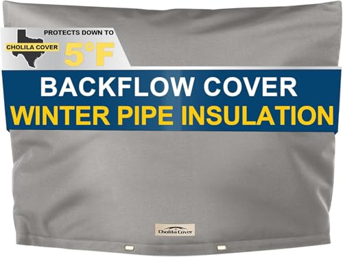Cholila Cover Backflow Preventer Cover Insulated (5°F) with Thick 7 Layers Fabric - 30 W x 24 H with Aluminum Foil Layer for Winter Pipe Freeze Protection, Sprinkler Covers for Outside (Grey)