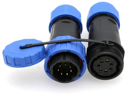 ZBLZGP TY20 - Conector impermeable de aviación sin soldadura, 7 pines, 5 A, tornillo de desconexión rápida, montaje en línea, macho hembra, enchufe de alimentación de 18 AWG, cable de alambre para