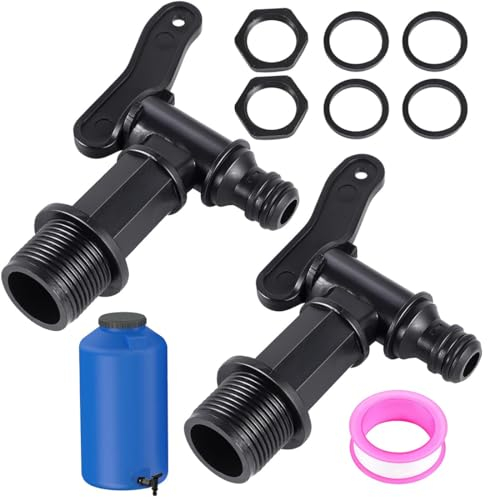 2 Pièces Robinet Cuve Plastique, Robinet de Baril pour Eau de Pluie 3/4, Exterieur Jardin - Reservoir pour Maison, Irrigation