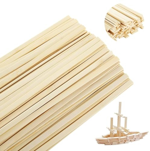 Träribbor 150 st ekologiska träpinnar träpinnar hantverk | Säkra återanvändbara fyrkantiga träpinnar 30 x 0,9 x 0,3 cm för hantverk gör-det-själv konst- och skolprojekt