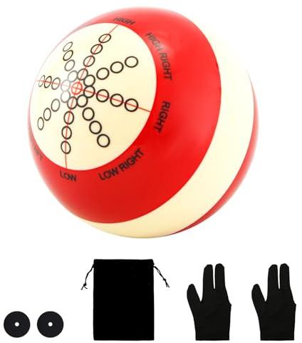 PEUTIER Bola de Entrenamiento de Billar, Accesorios de Práctica de Billar con Guantes de 3 Dedos Bolsa de Bolas y Puntos Marcadores de Mesa de Billar para Billar Americano Ocho Bolas
