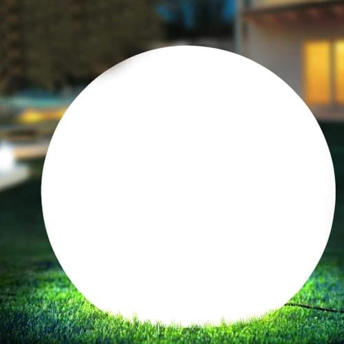 Lampada Design Sfera da Giardino Diametro 30 cm Luce Illuminazione Esterno da Terra o Tavolo Attacco E27 Lampadina Colore Bianco con Picchetto di Fissaggio al Terreno