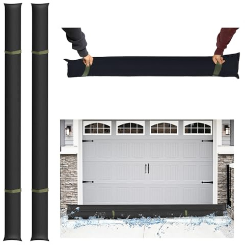 Estresen 2 Pezzi Sacco Assorbitore di Acqua, Barriera Anti Alluvione Attivata dall'Acqua Paratie Antiallagamento per Garage Casa Contro Perdite di Acqua e Piovere 300x20cm