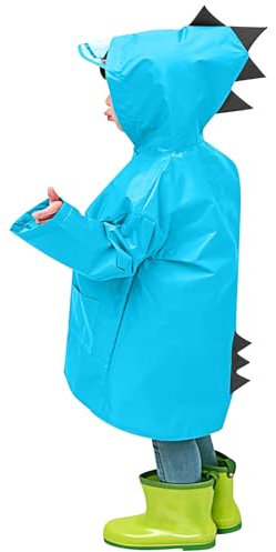 XINYUNZU Regenponcho Kinder Dino Regenjacke Lang Unisex Regencape Wasserdicht Winddicht Regenmäntel Kapuzenjacke Outdoor Regenjacken für Jungen und Mädchen 1-8 Jahre Alt Blitzangebote Blau 3 Jahre
