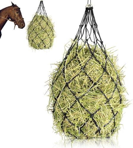 Dwafill Rete per Fieno Cavalli, Rete Fieno Cavalli Maglia Larga 12,5 x 12,5 CM, Grande Rete da Fieno per Cavalli, Adatta per Conservare Pascolo, Fieno, Risparmiando sui Costi di Alimentazione (Nero)