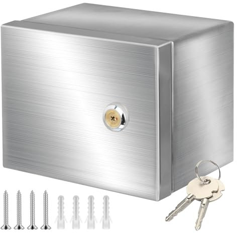 CHENGPI Edelstahl 304 Schaltschrank Verteilerkästen mit 1 * 2P Leckschalter 32A und 2 * Europäische Steckdose 250V/16A,Wandmontiert Gehäuse für den Außen-/Innenbereich mit Schloss