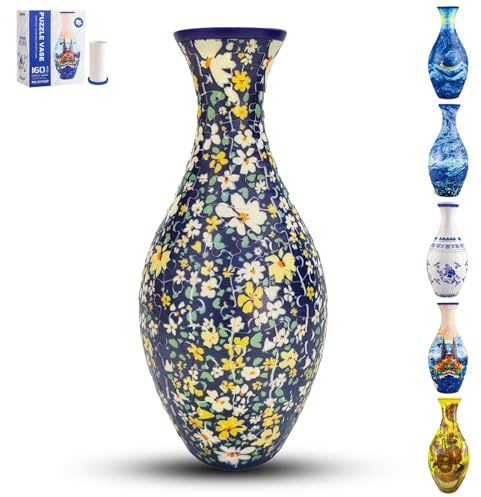 YELVYA 160 st gör-det-själv 3D blomvas pussel, modern flaskformad pusselvas med vattenkolumn för riktiga eller konstgjorda blommor, heminredning