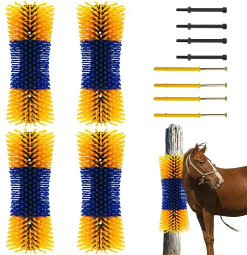 4 spazzole antigraffio per cavallo, mucca, cavalli semicircolari, spazzola per massaggio completo per capre, bovini, mucche, pecore, cavalli, maiali e altri animali da fattoria per graffiare la