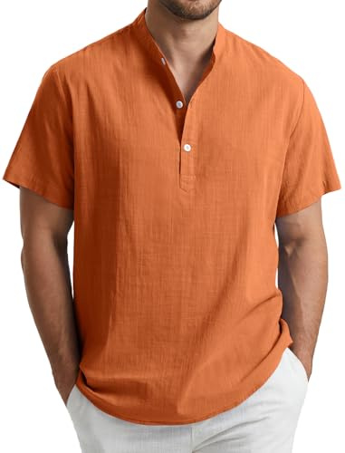 Enlision herr linne skjorta kortärmad farfar krage krage krage Henley skjortor män enfärgad vardaglig sommar strand semester button down toppar S-4XL