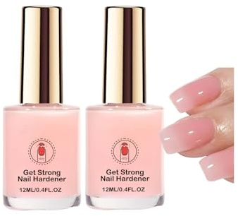 Nail Strengthener for Women, Pink Nail Hardener Extra Strong and Growth, Long-Lasting Quick Dry, Nail Strengthening Polish for Weak Brittle Splitting Damaged Nails, Enhanced Shine 12ML