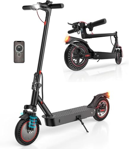 Fast Electric Scooter, 40KM Range 500W 10” Honeycomb Tires Electric Scooters Adult, APP Control,3 Speed Mode,Dual Shock Absorption,Double Braking System,Foldable E Scooter with Scooter Bag