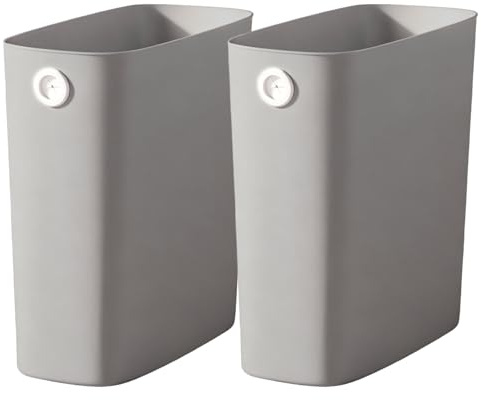 Hapivida Bote de Basura Pequeño, Cesto de Basura delgado de Plástico, Contenedor de Basura Rectangular para Dormitorio, Baño, Oficina, Cocina (Gris*2Pcs)
