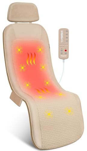 Heycool Massage Mat Full Body, Back Massager with Heat and Vibration, Massage Chair Pad, 10 Vibration Motors, 2 Heating Levels, Foldable, Gifts for Women, Men