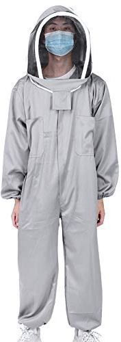 HUSHUI Biodlingsdräkt i Ett Stycke Skyddskläder Smock för Säker Inspektion Av Kupan Grå Polyester Bomull Storlek L/XL/XXL