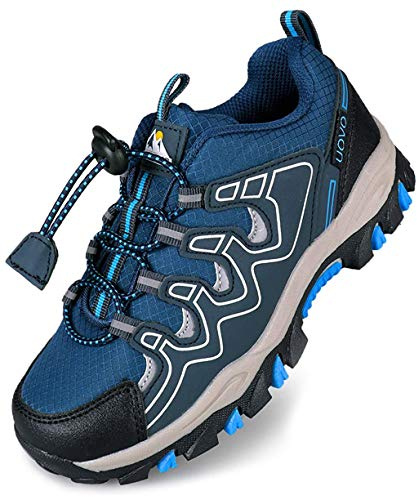 UOVO Boys Trainers Kids Walking Shoes Low-Top Sneakers Children Waterproof Trekking Hiking Footwear Running Shoes Blue Size 2 UK