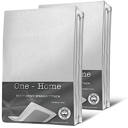 one-home 2er Set Jersey Spannbettlaken Spannbetttuch weich Heavy Baumwolle Rundumgummizug, Farbe:Weiß, Größe:120x200 cm - 130x200 cm