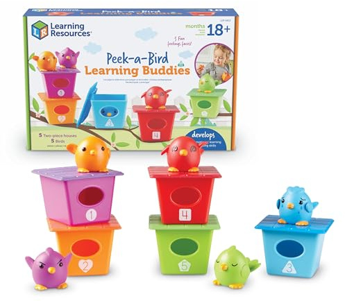 Learning Resources Peek-a-Bird Learning Buddies, Ages 18 Months+, Toddler Toy Set for Counting, Colour, Matching, Fine Motor and Social Skills, 15 Pieces