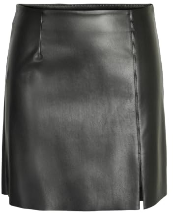 Noisy May Jupe Nmclara Penny PU Hw Slit Noos pour Femme, Noir, L