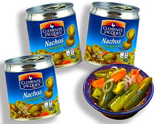 Chile Jalapeno Nachos (en discos), 220 gramos, (paquete de 3) jalapeños verdes, calientes de México, Clemente Jacques, Viva Mexico collection by Mexhaus