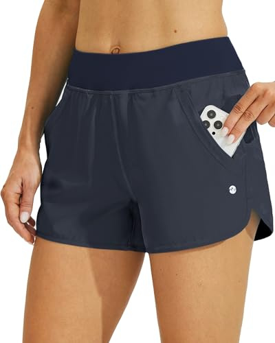 WILLIT Badshorts för kvinnor 3 tum badbyxor simning boardshorts med korta linor fickor snabbtorkande UVA-skydd